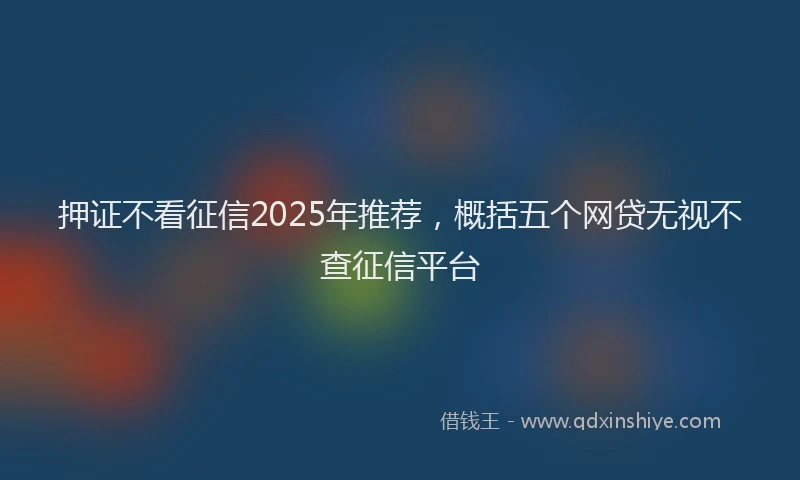 押证不看征信2025年推荐，概括五个网贷无视不查征信平台