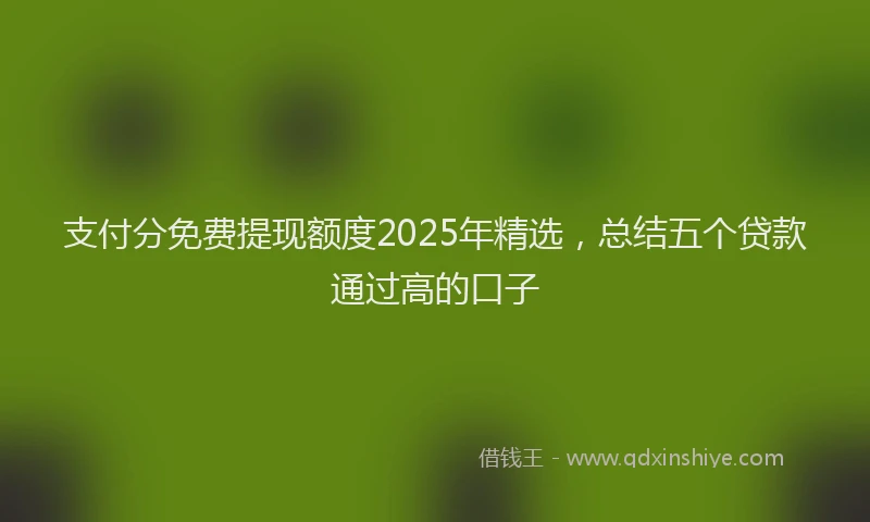 支付分免费提现额度2025年精选，总结五个贷款通过高的口子