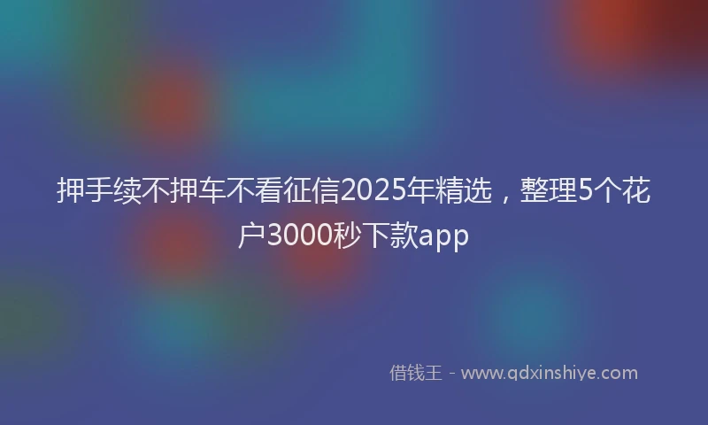 押手续不押车不看征信2025年精选，整理5个花户3000秒下款app