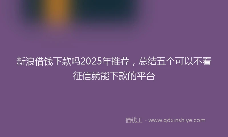 新浪借钱下款吗2025年推荐，总结五个可以不看征信就能下款的平台