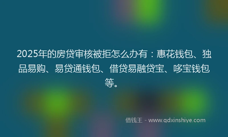 2025年的房贷审核被拒怎么办有：惠花钱包、独品易购、易贷通钱包、借贷易融贷宝、哆宝钱包等。