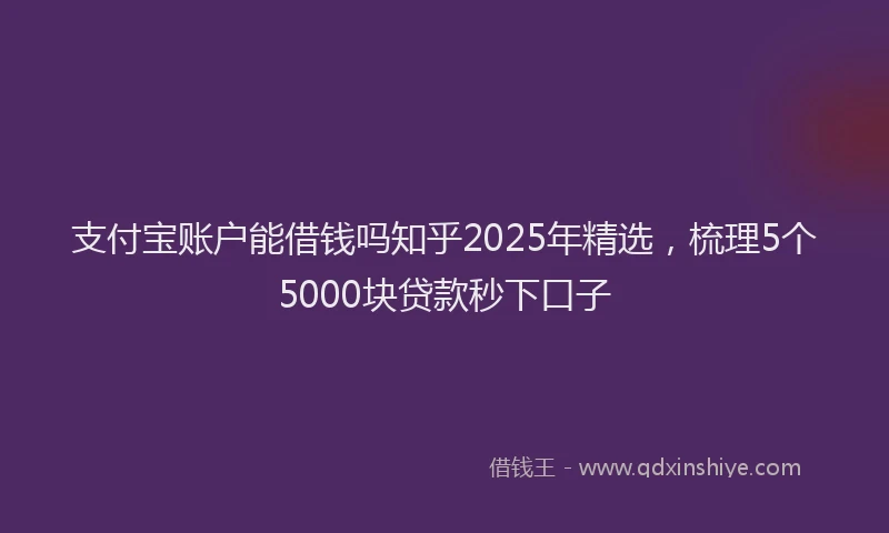 支付宝账户能借钱吗知乎2025年精选，梳理5个5000块贷款秒下口子