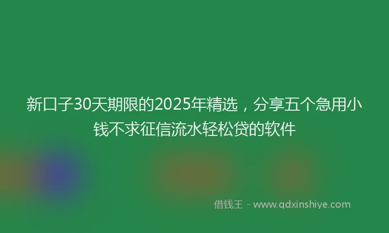 新口子30天期限的2025年精选，分享五个急用小钱不求征信流水轻松贷的软件