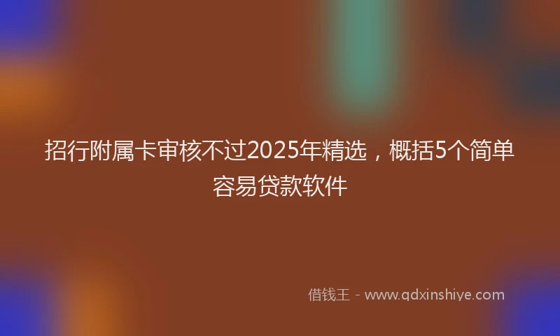 招行附属卡审核不过2025年精选,概括5个简单容易贷款软件
