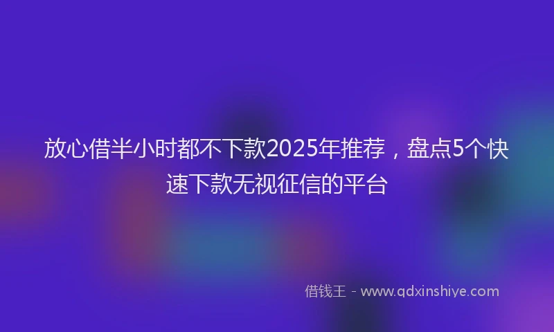 放心借半小时都不下款2025年推荐，盘点5个快速下款无视征信的平台