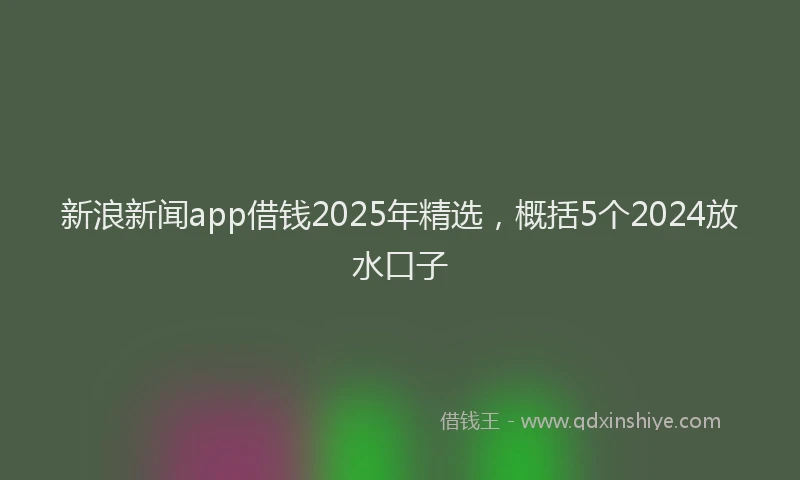 新浪新闻app借钱2025年精选，概括5个2024放水口子