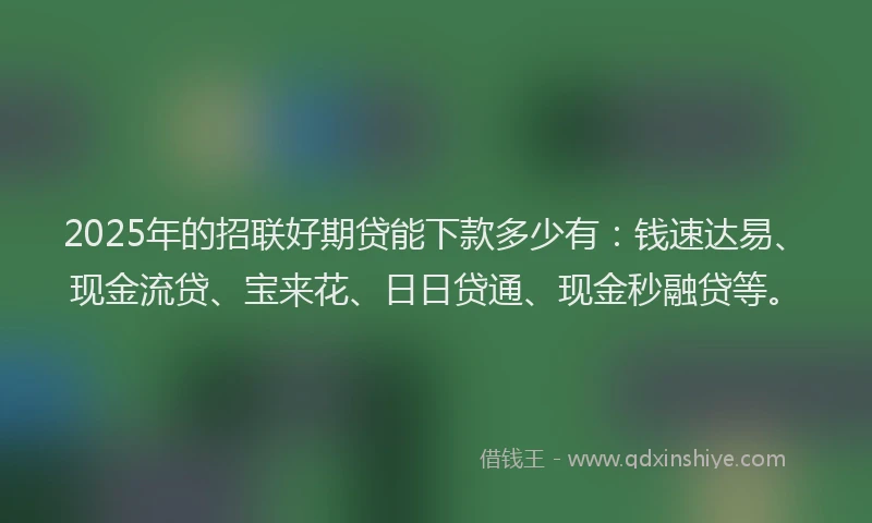 2025年的招联好期贷能下款多少有：钱速达易、现金流贷、宝来花、日日贷通、现金秒融贷等。