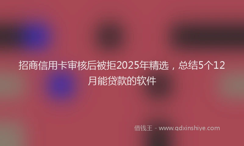 招商信用卡审核后被拒2025年精选，总结5个12月能贷款的软件