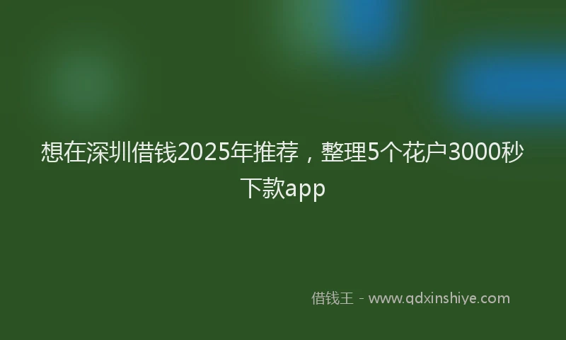 想在深圳借钱2025年推荐，整理5个花户3000秒下款app