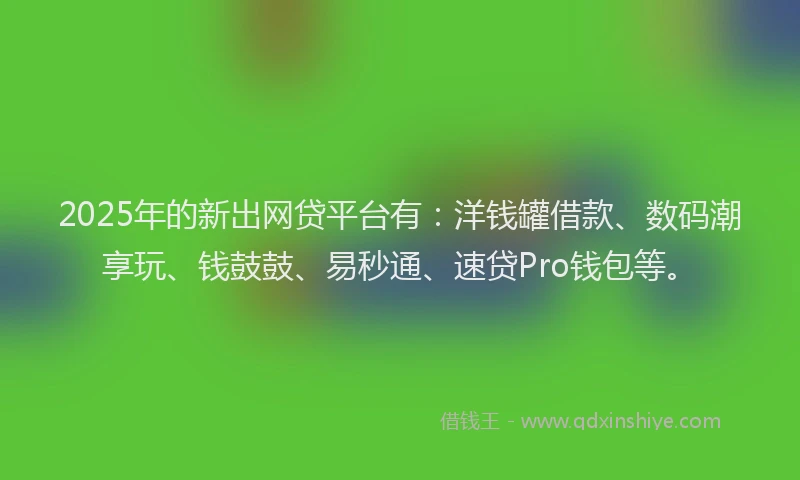 2025年的新出网贷平台有：洋钱罐借款、数码潮享玩、钱鼓鼓、易秒通、速贷Pro钱包等。