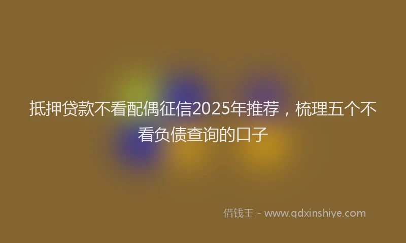 抵押贷款不看配偶征信2025年推荐，梳理五个不看负债查询的口子