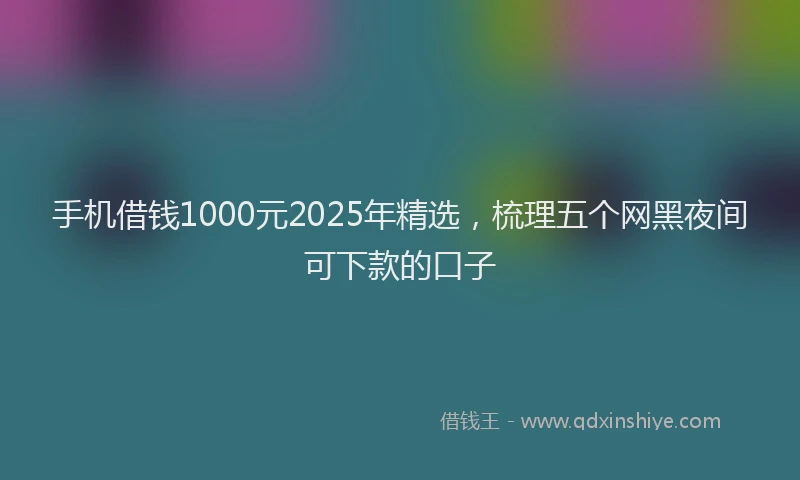 手机借钱1000元2025年精选，梳理五个网黑夜间可下款的口子