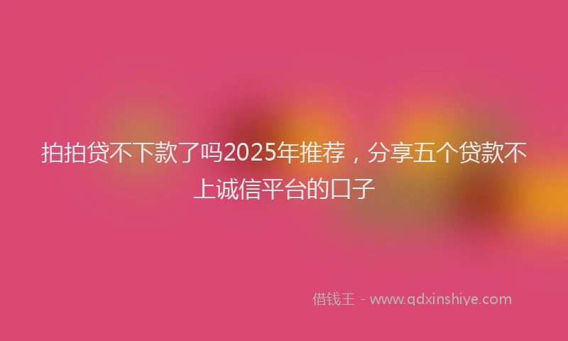 拍拍贷不下款了吗2025年推荐，分享五个贷款不上诚信平台的口子