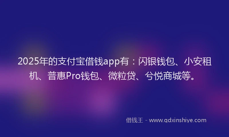 2025年的支付宝借钱app有：闪银钱包、小安租机、普惠Pro钱包、微粒贷、兮悦商城等。