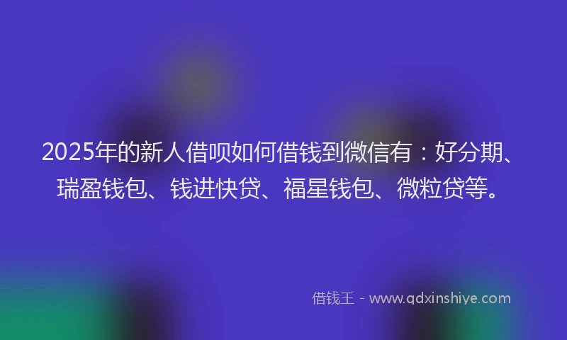 2025年的新人借呗如何借钱到微信有：好分期、瑞盈钱包、钱进快贷、福星钱包、微粒贷等。