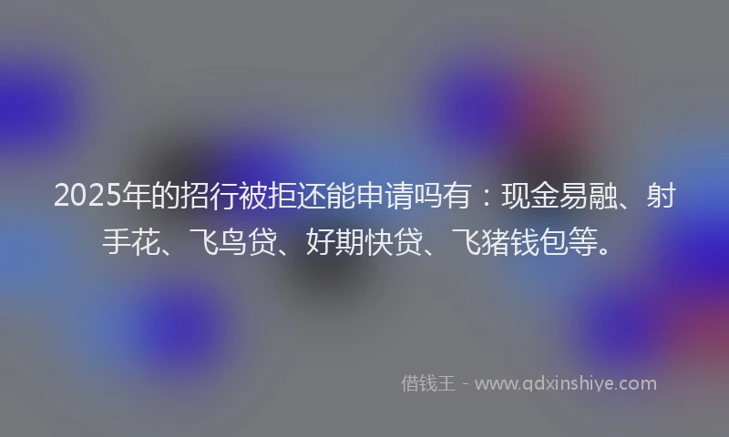 2025年的招行被拒还能申请吗有：现金易融、射手花、飞鸟贷、好期快贷、飞猪钱包等。