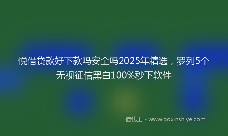 悦借贷款好下款吗安全吗2025年精选，罗列5个无视征信黑白100%秒下软件