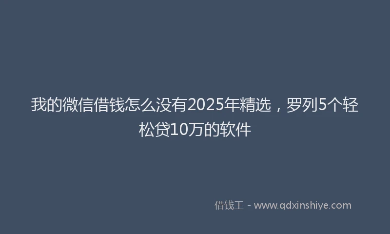 我的微信借钱怎么没有2025年精选，罗列5个轻松贷10万的软件