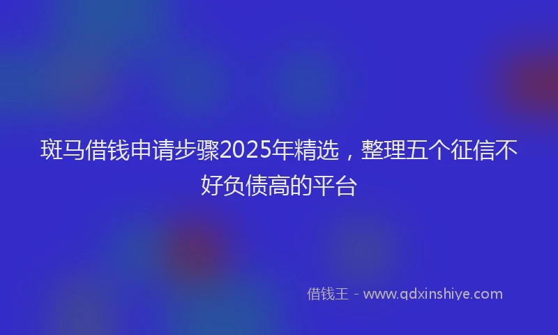 斑马借钱申请步骤2025年精选，整理五个征信不好负债高的平台
