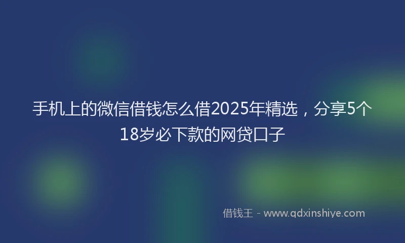 手机上的微信借钱怎么借2025年精选，分享5个18岁必下款的网贷口子
