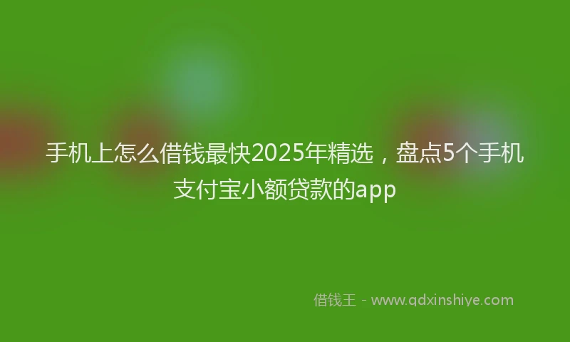手机上怎么借钱最快2025年精选，盘点5个手机支付宝小额贷款的app
