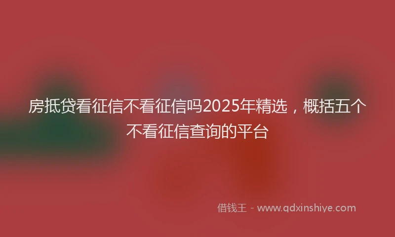 房抵贷看征信不看征信吗2025年精选，概括五个不看征信查询的平台
