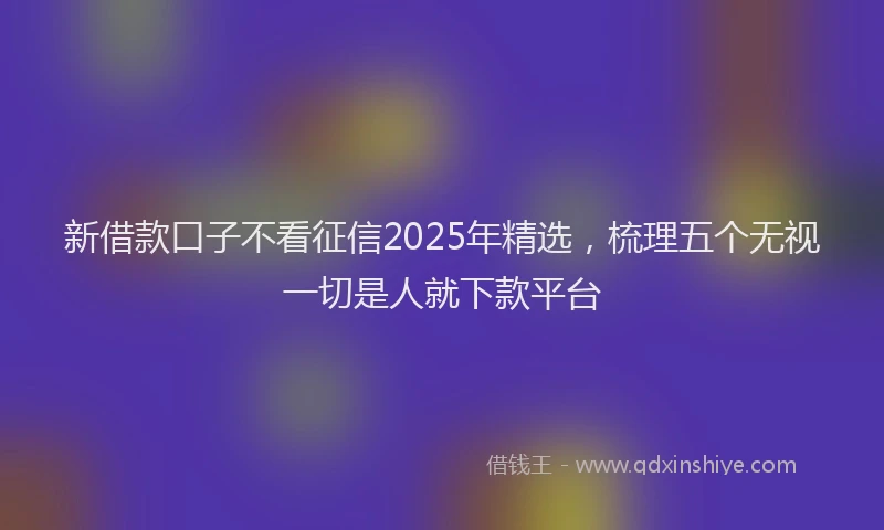 新借款口子不看征信2025年精选，梳理五个无视一切是人就下款平台