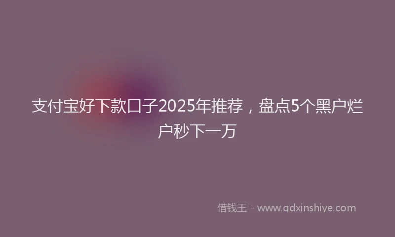 支付宝好下款口子2025年推荐，盘点5个黑户烂户秒下一万