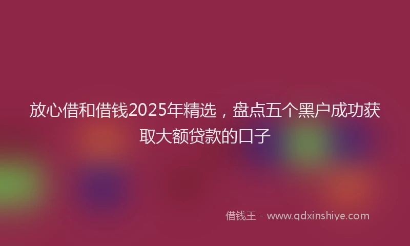 放心借和借钱2025年精选，盘点五个黑户成功获取大额贷款的口子