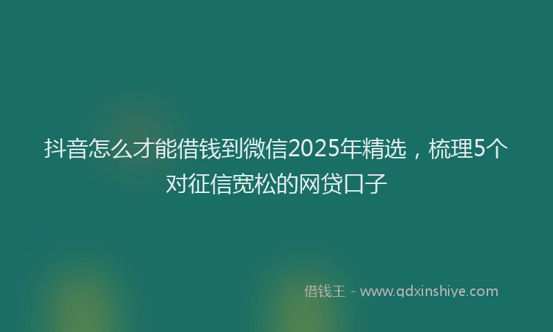 抖音怎么才能借钱到微信2025年精选，梳理5个对征信宽松的网贷口子