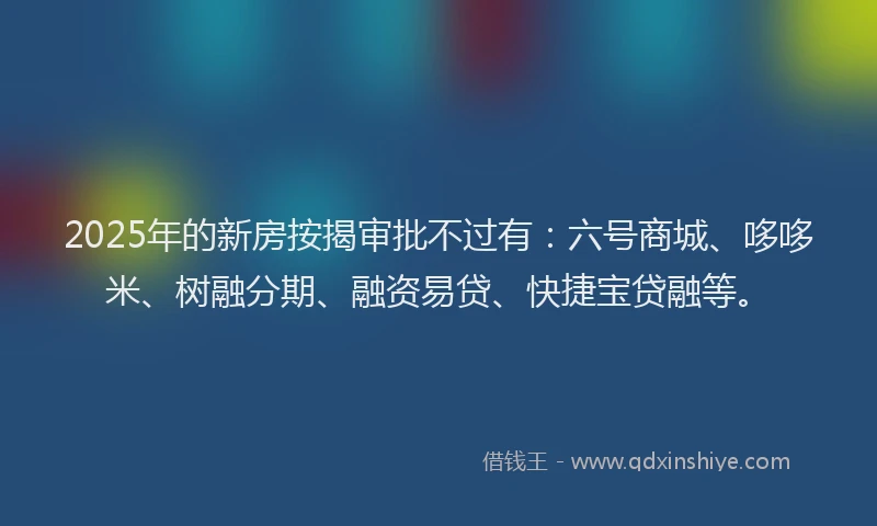 2025年的新房按揭审批不过有：六号商城、哆哆米、树融分期、融资易贷、快捷宝贷融等。
