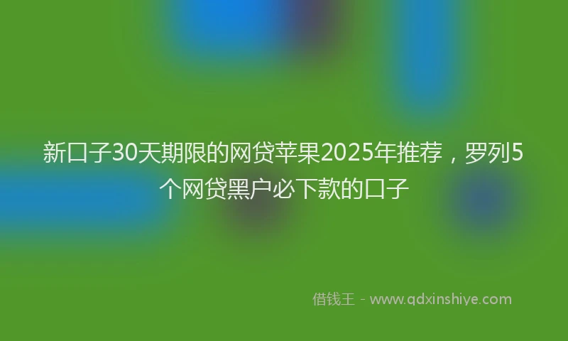 新口子30天期限的网贷苹果2025年推荐，罗列5个网贷黑户必下款的口子