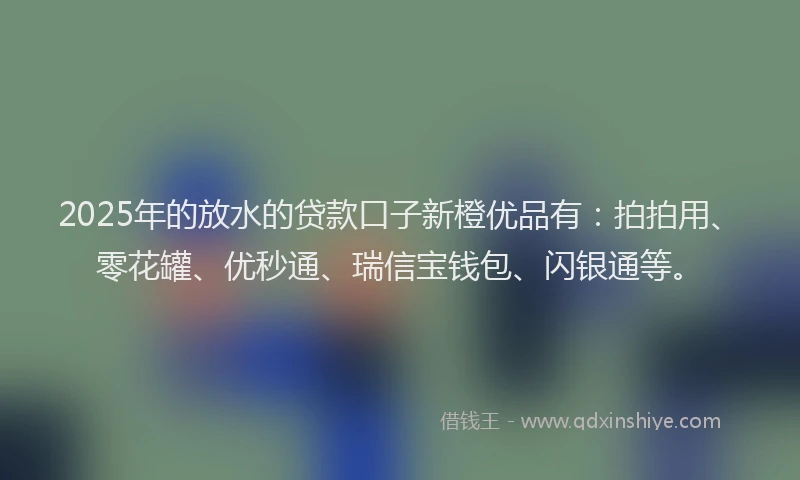 2025年的放水的贷款口子新橙优品有：拍拍用、零花罐、优秒通、瑞信宝钱包、闪银通等。