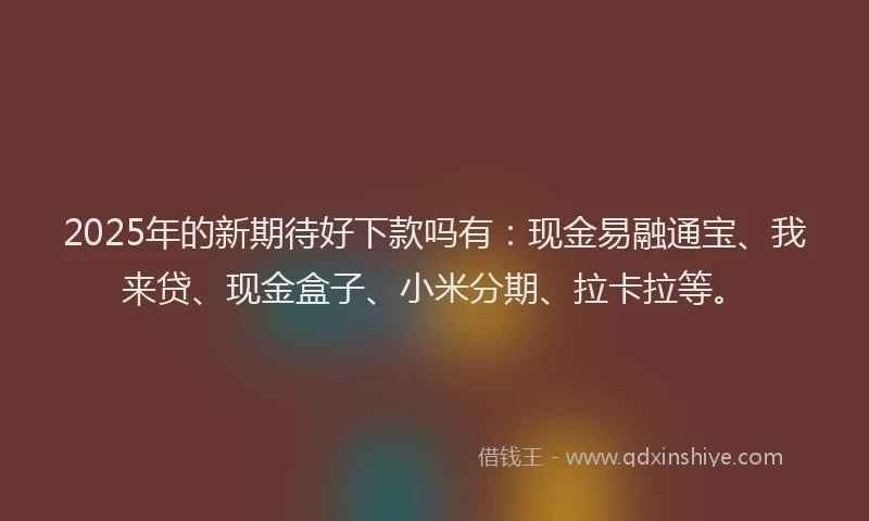 2025年的新期待好下款吗有：现金易融通宝、我来贷、现金盒子、小米分期、拉卡拉等。