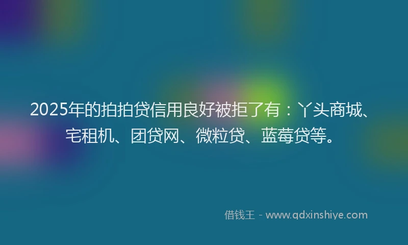 2025年的拍拍贷信用良好被拒了有：丫头商城、宅租机、团贷网、微粒贷、蓝莓贷等。