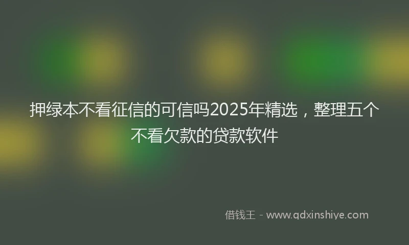 押绿本不看征信的可信吗2025年精选，整理五个不看欠款的贷款软件