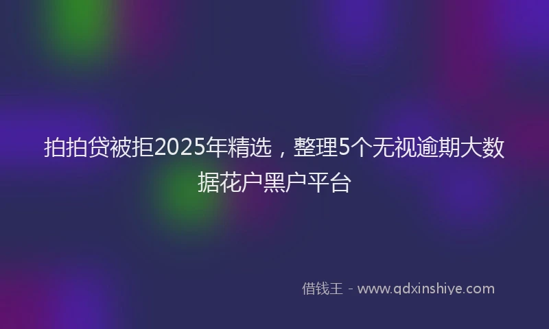 拍拍贷被拒2025年精选，整理5个无视逾期大数据花户黑户平台
