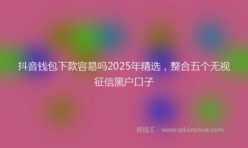 抖音钱包下款容易吗2025年精选，整合五个无视征信黑户口子