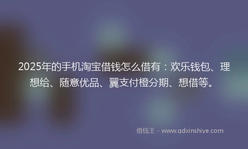 2025年的手机淘宝借钱怎么借有：欢乐钱包、理想给、随意优品、翼支付橙分期、想借等。
