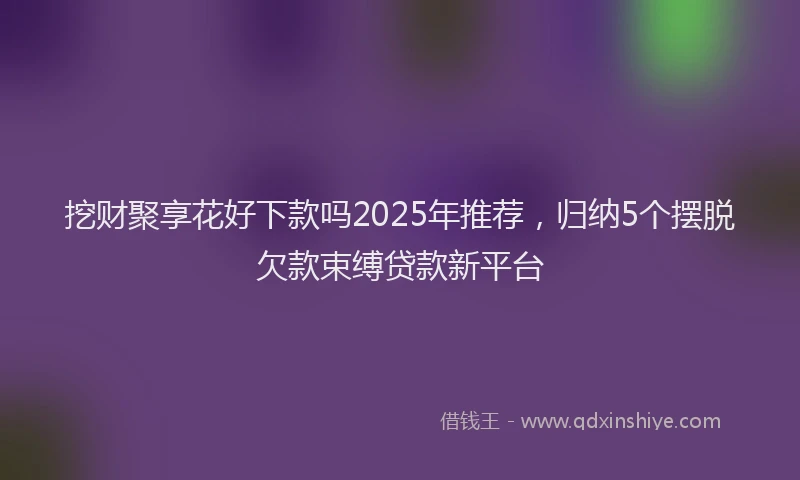 挖财聚享花好下款吗2025年推荐，归纳5个摆脱欠款束缚贷款新平台