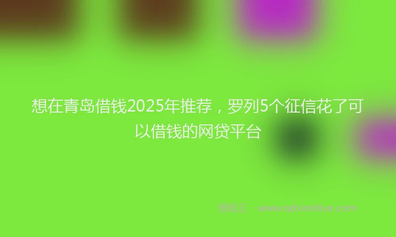 想在青岛借钱2025年推荐，罗列5个征信花了可以借钱的网贷平台