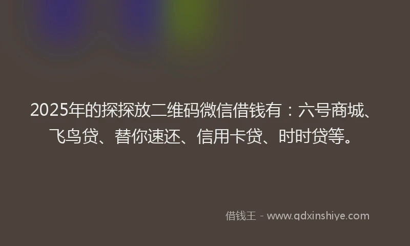 2025年的探探放二维码微信借钱有：六号商城、飞鸟贷、替你速还、信用卡贷、时时贷等。