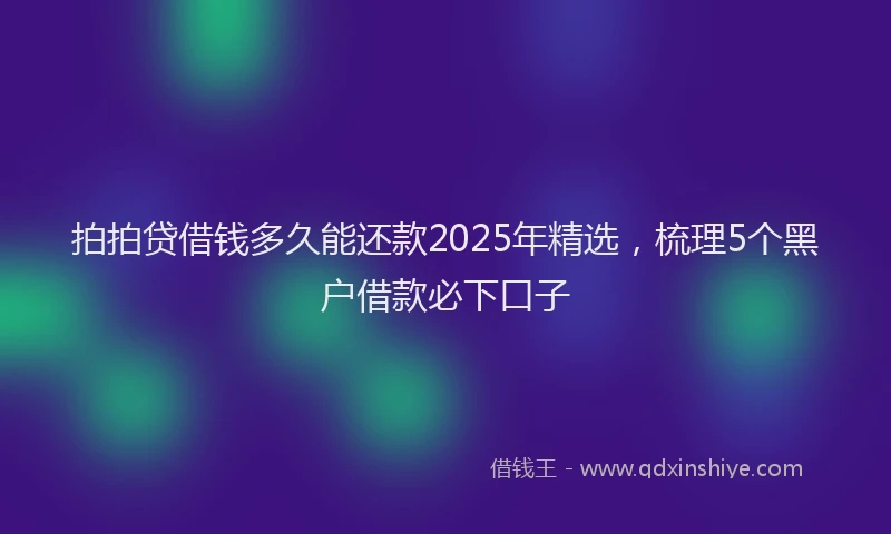 拍拍贷借钱多久能还款2025年精选，梳理5个黑户借款必下口子