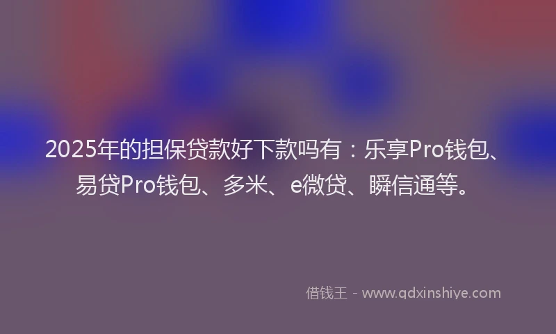 2025年的担保贷款好下款吗有：乐享Pro钱包、易贷Pro钱包、多米、e微贷、瞬信通等。