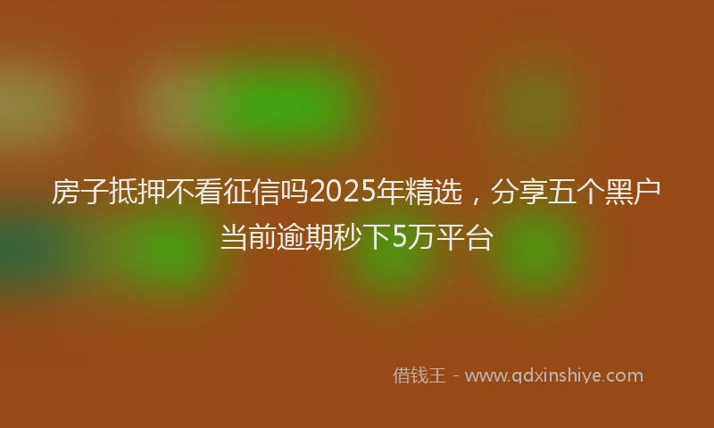 房子抵押不看征信吗2025年精选，分享五个黑户当前逾期秒下5万平台