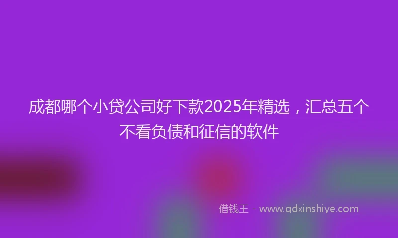 成都哪个小贷公司好下款2025年精选，汇总五个不看负债和征信的软件