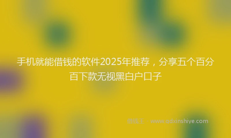 手机就能借钱的软件2025年推荐，分享五个百分百下款无视黑白户口子