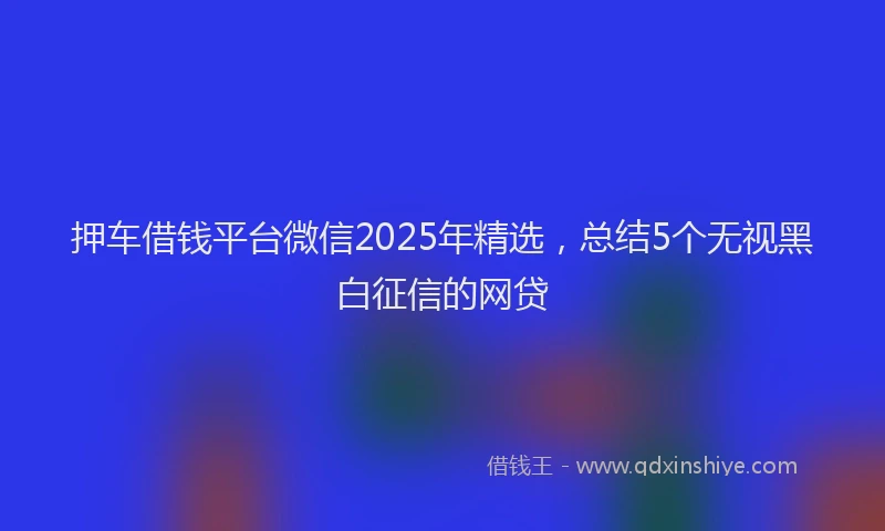 押车借钱平台微信2025年精选，总结5个无视黑白征信的网贷