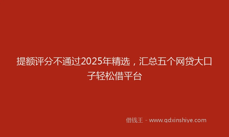 提额评分不通过2025年精选，汇总五个网贷大口子轻松借平台