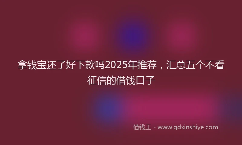 拿钱宝还了好下款吗2025年推荐，汇总五个不看征信的借钱口子